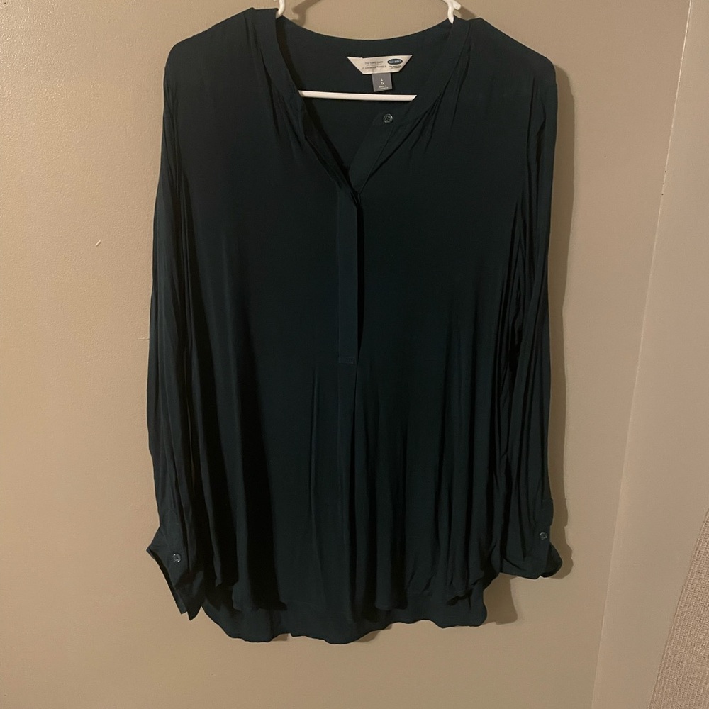 Old Navy Green Long Sleeve Mandarin Collar Tunic